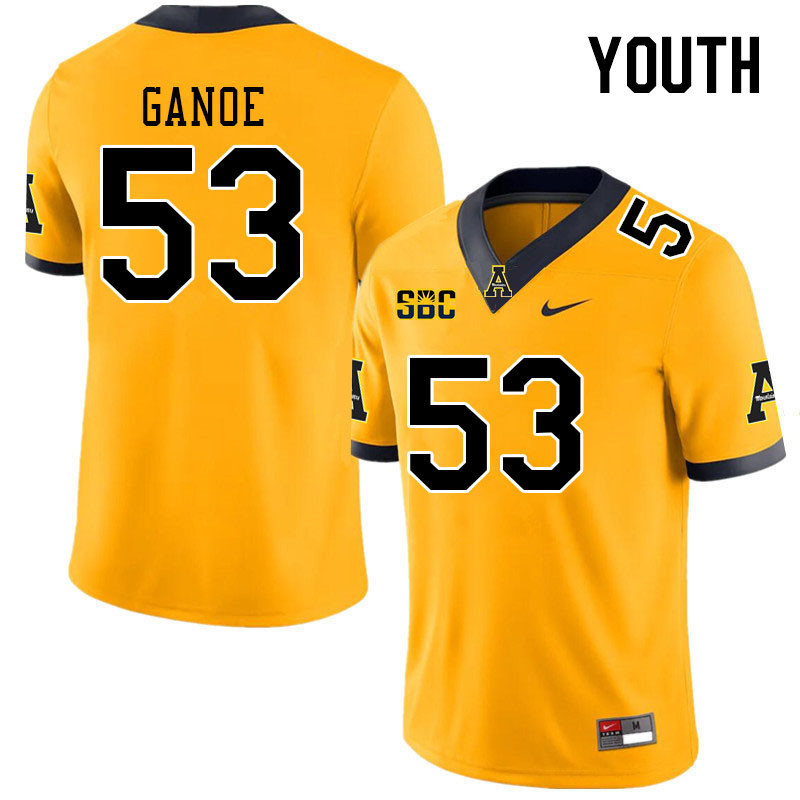 Youth #53 Jake Ganoe Appalachian State Mountaineers College Football Jerseys Stitched Sale-Gold - Click Image to Close